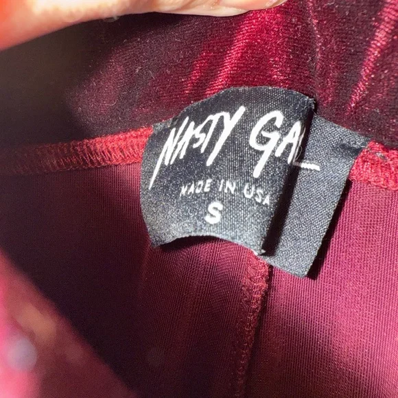 NWOT Nasty Gal Burgundy Boot Cut Flare Pants - Picture 5 of 5
